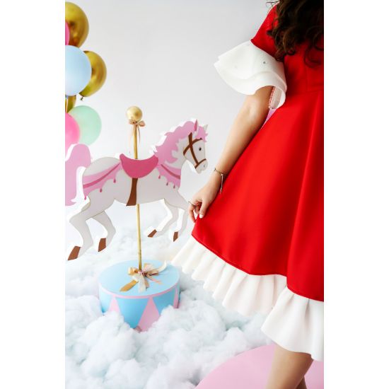 صورة فستان بناتي طبي احمر ملكي - m3688